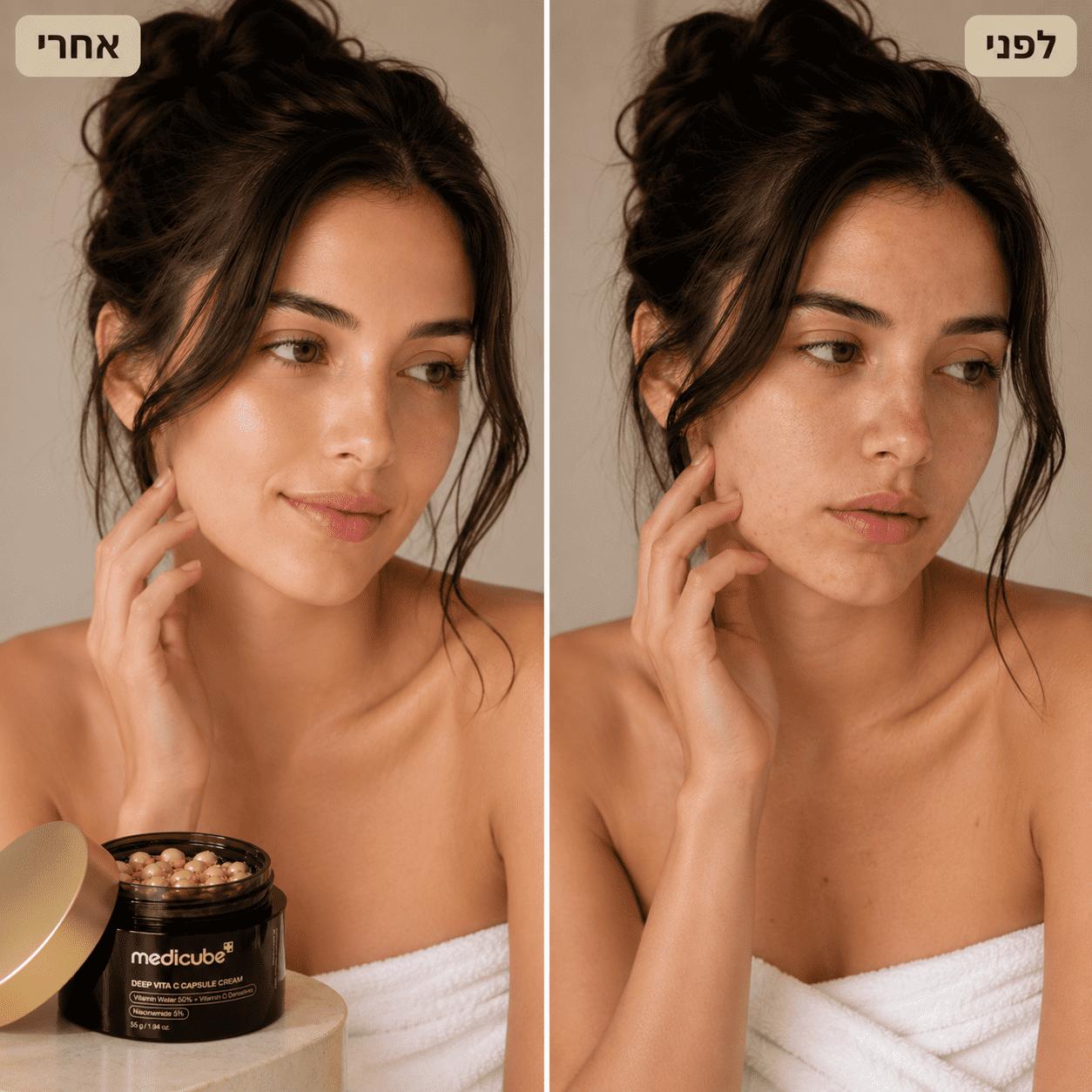קרם כמוסות עם ויטמין C להבהרת עור הפנים מבית Medicube