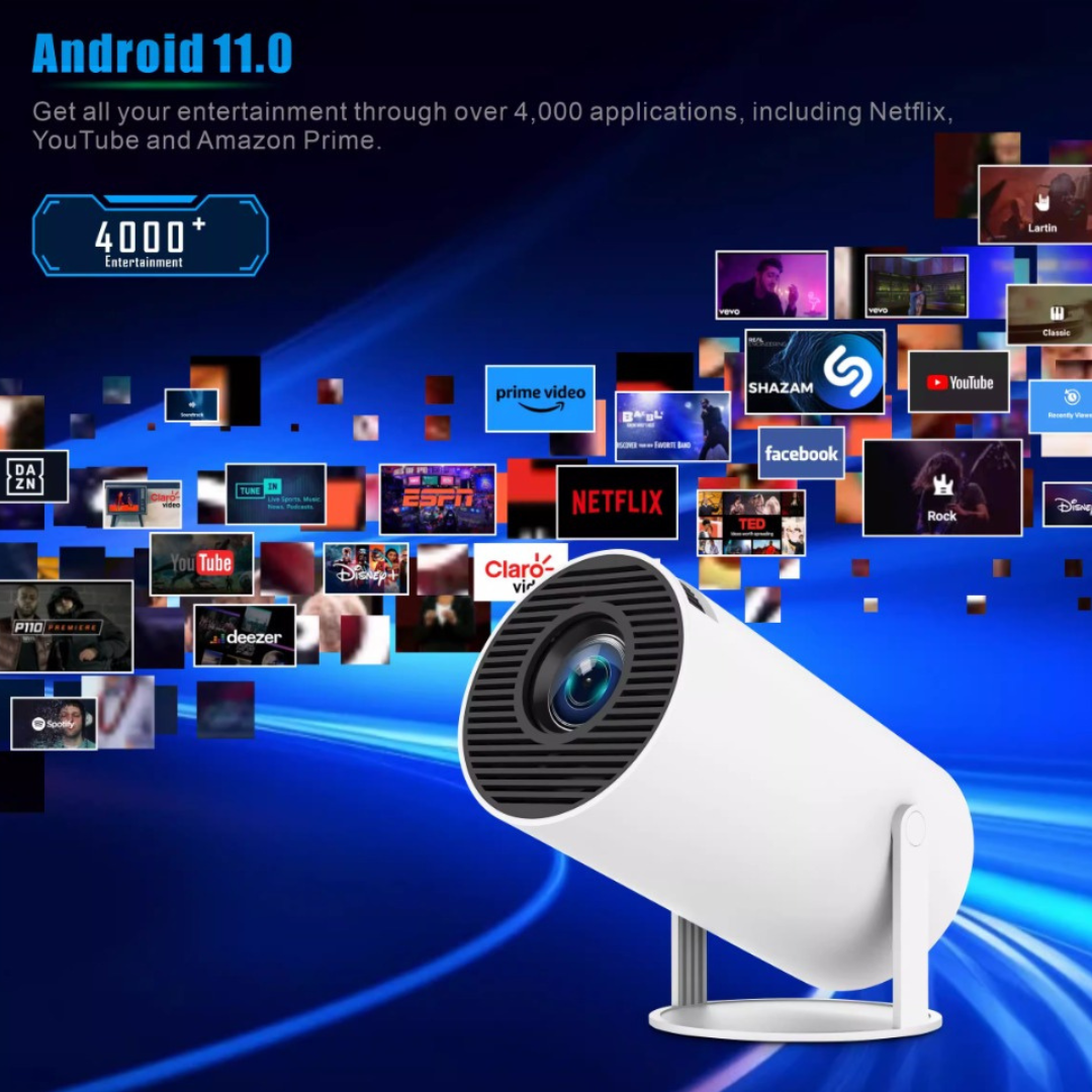 מקרן חכם 4K עם מערכת הפעלה Android 11 של ByNibar