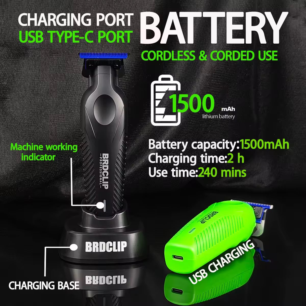 מכונת פיניש Brodclip מקצועית 9000 סל״ד לגברים של ByNibar