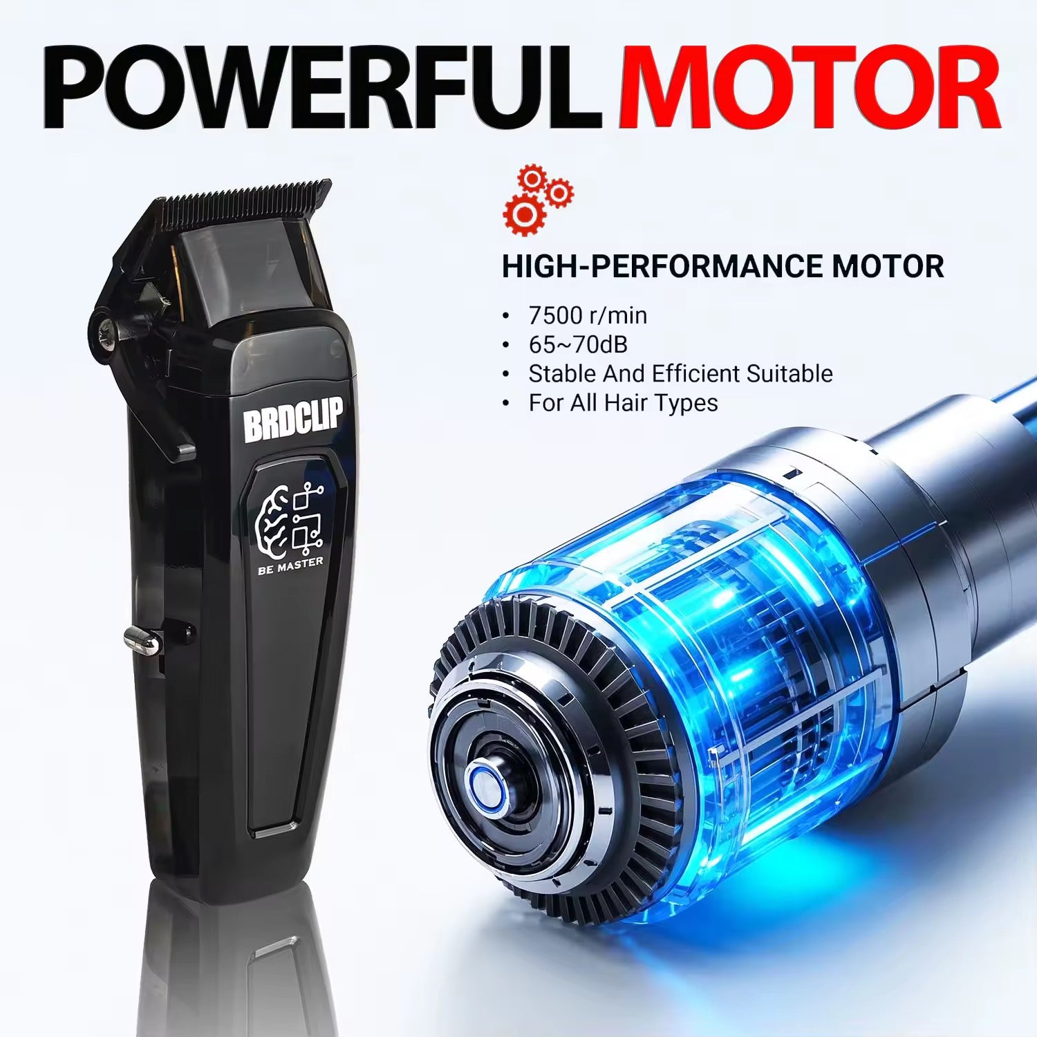 מכונת תספורת Brodclip מקצועית 7500 סל״ד לגברים של ByNibar