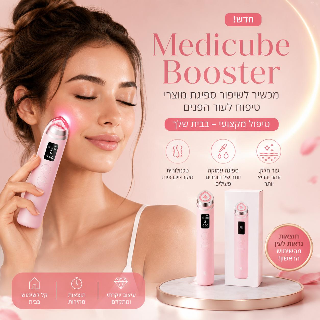 Medicube Booster 
מכשיר לשיפור ספיגת מוצרי לחות לעור הפנים