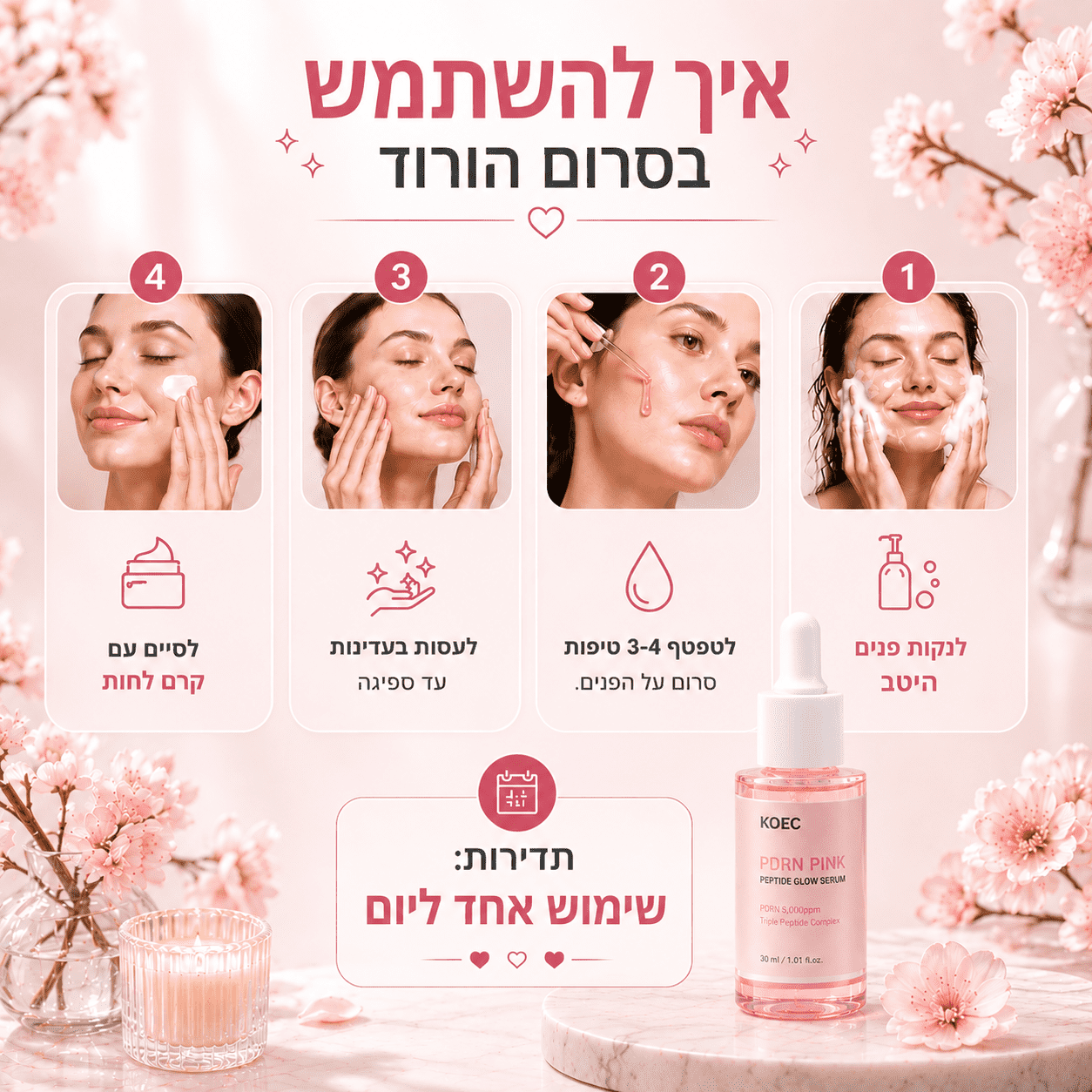 סרום ורוד (PDRN) להזנה ומיצוק של העור